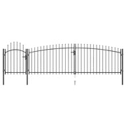 Cancello per recinzione da giardino Woerden con punta a lancia 5x1,25 m Nero 146323