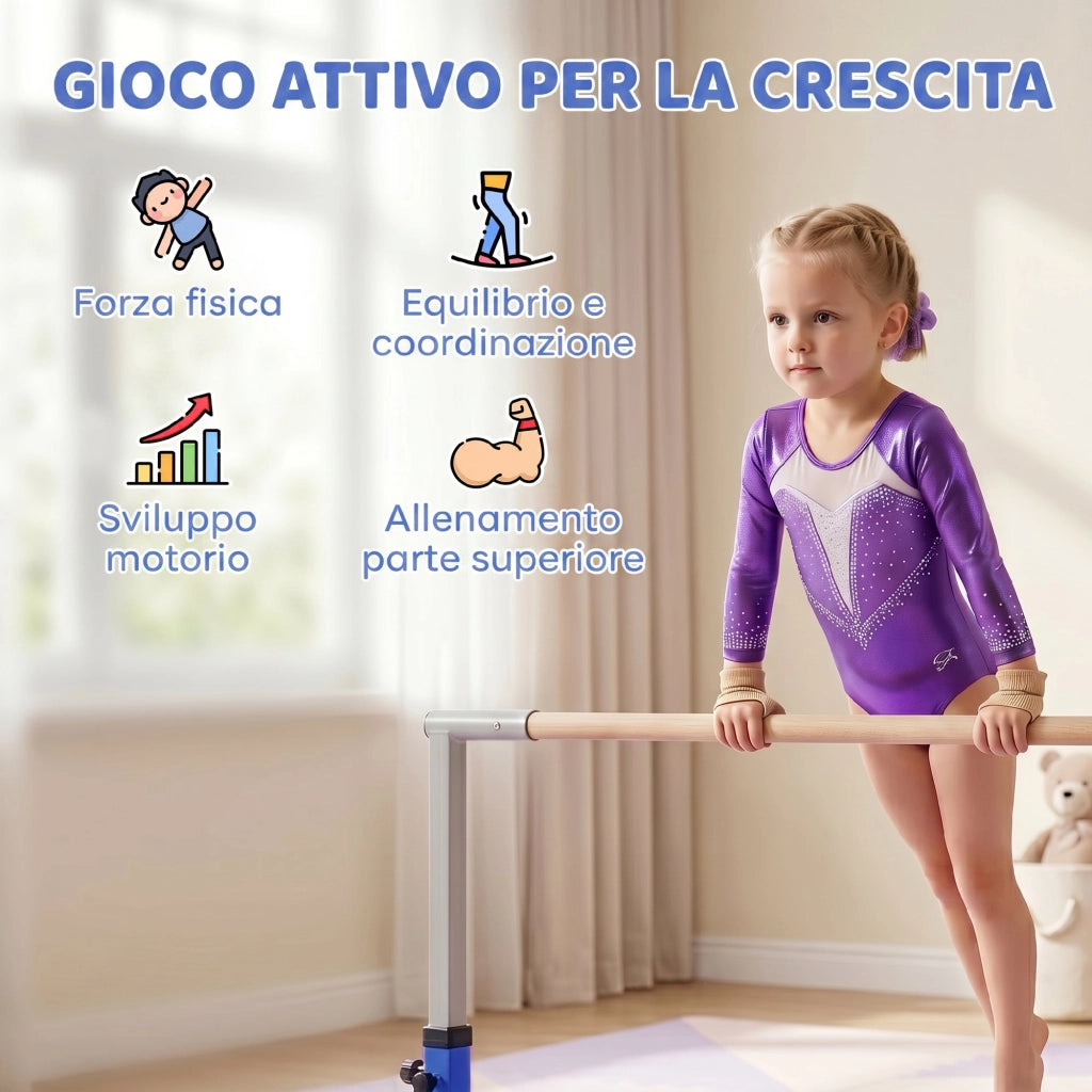 Sbarra per Ginnastica Regolabile in Altezza ¨C Minimal ¨C Blu 92-150 cm