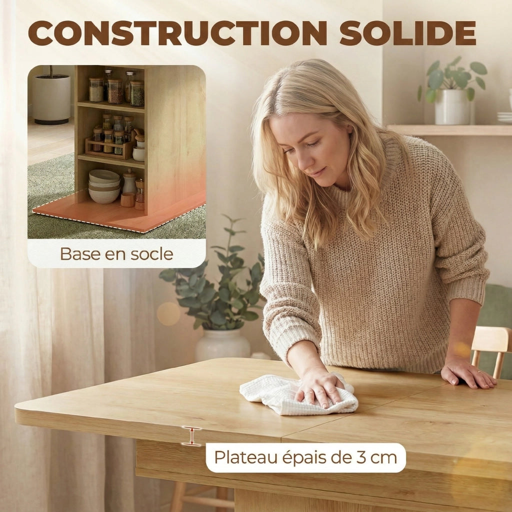 Tavolo da pranzo allungabile ¨C Xylo ¨C 110-130cm legno naturale con 6 mensole