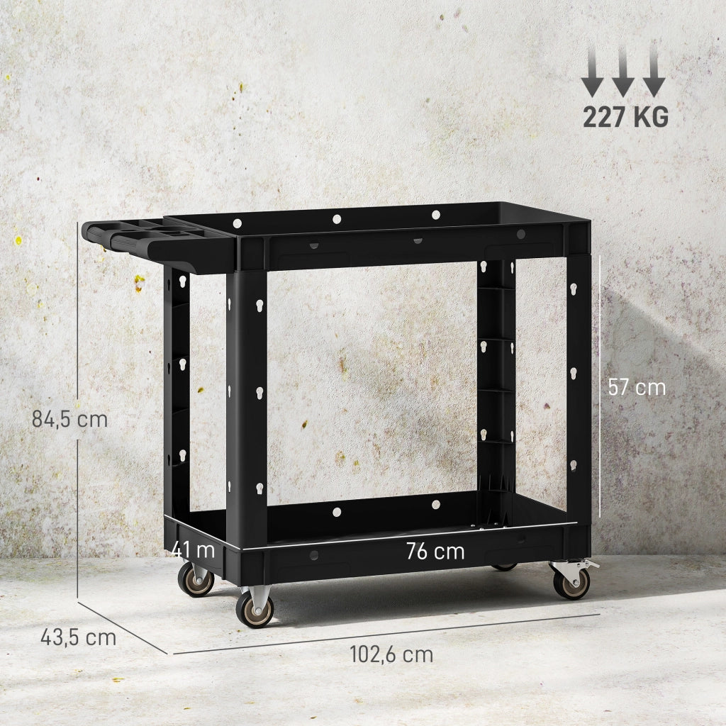Carrello Servante a 2 Livelli con Maniglia Laterale ¨C zephmum ¨C Nero
