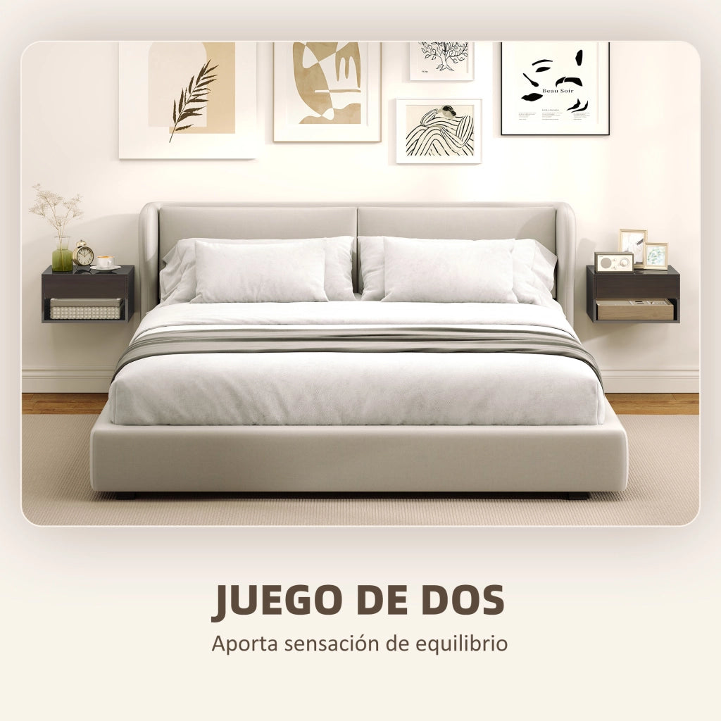 Comodino Flottante con Cassetto ¨C Minimal ¨C Nero Lucido 37x32x21 cm