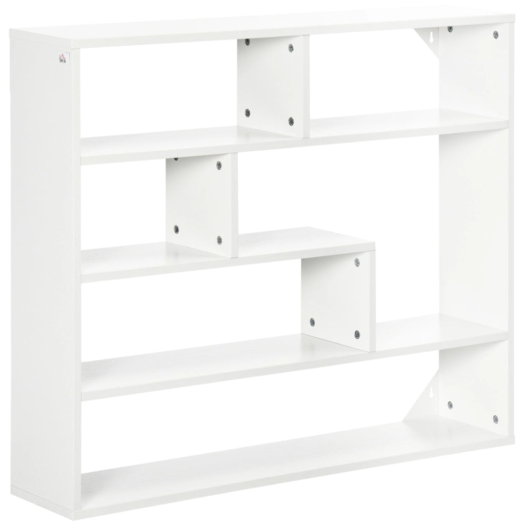 Libreria a Parete Scaffale Sospeso 7 Scomparti Aperti Stile Moderno ¨C Xylo ¨C Bianco 94x19,5x80 cm