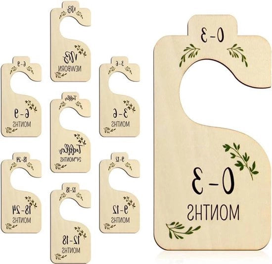 Divisori di armadio per neonati - Neonati - 24 mesi - In legno - Sicuri - Adatti per abbigliamento da neonato - Bianchi - 8 pezzi.