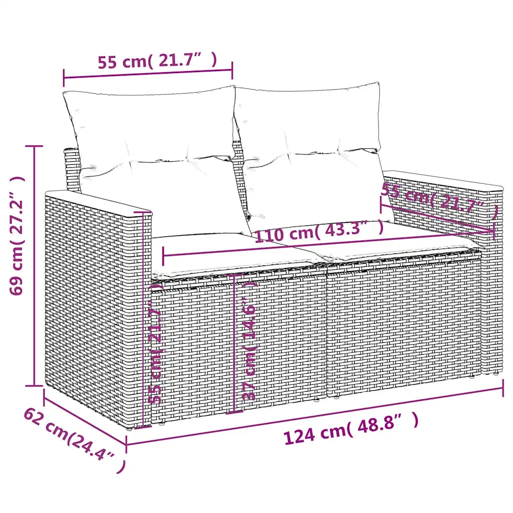 Set Divani da Giardino 13 pz con Cuscini Nero in Polyrattan 3226449