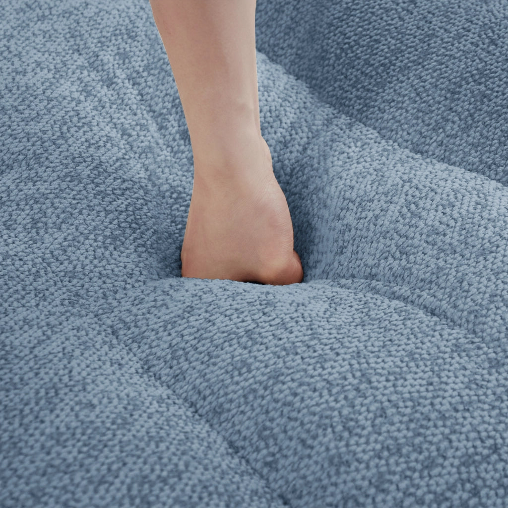 Divano modulare angolare 2 posti - con pouf e seduta ampia - in pile granulato blu