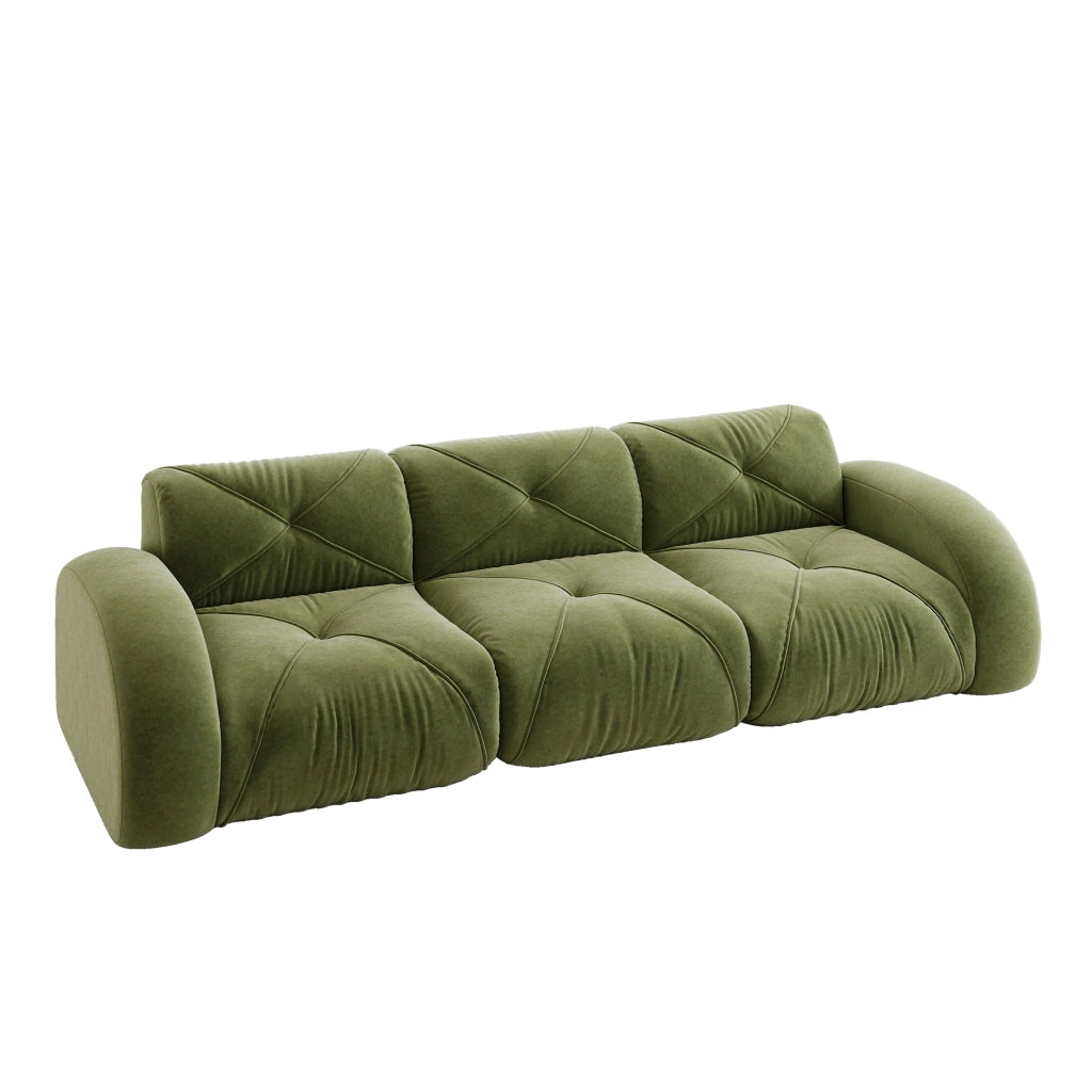 Divano Modulare 3 Posti in Tessuto Chenille ¨C MINIMAL ¨C Verde, Senza Montaggio