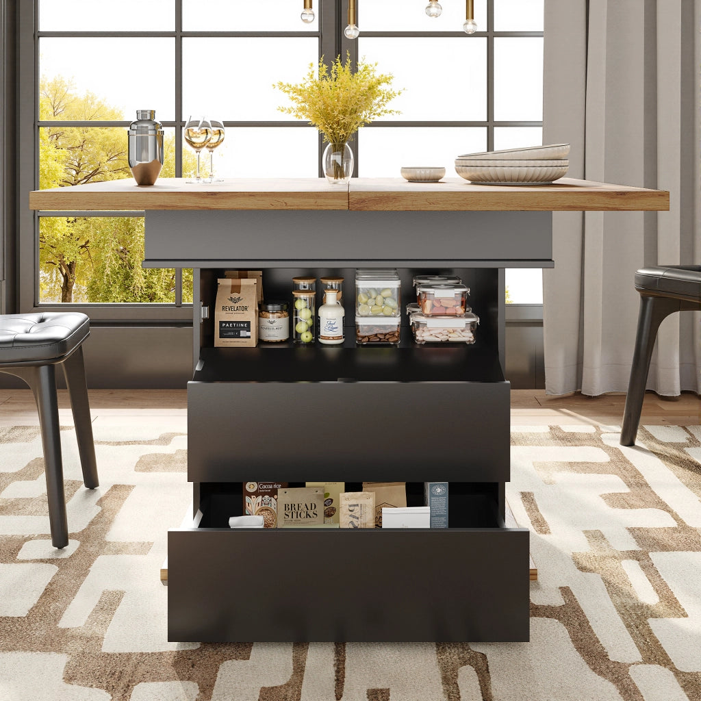 Tavolo allungabile per 4-6 persone con piano estendibile e vano contenitore; per cucina e soggiorno; 110-140×80×75 cm