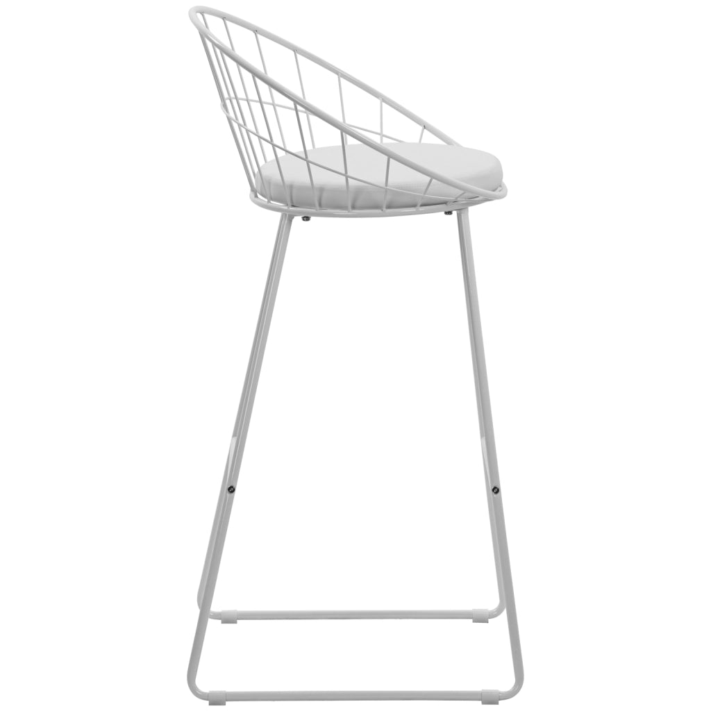 Set di 2 sgabelli da bar 75cm in metallo bianco e cuscino bianco ALEX