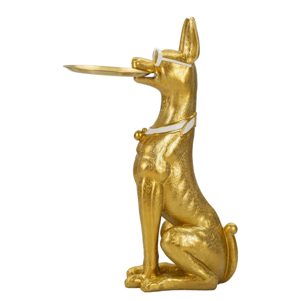 Vassoio Cane 15, Oro, Poliresina, 30x64x91 cm