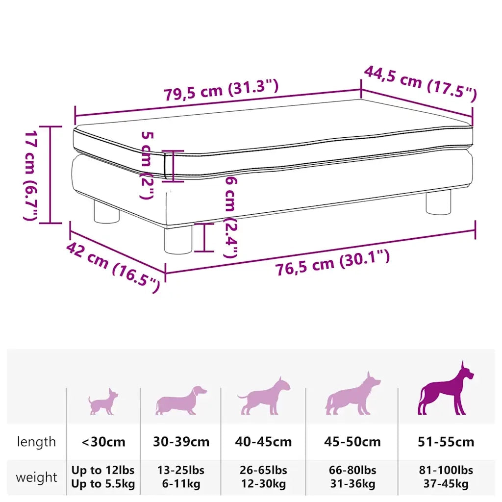 Lettino per Cani con Estensione Crema 100x50x30cm in Similpelle 172027