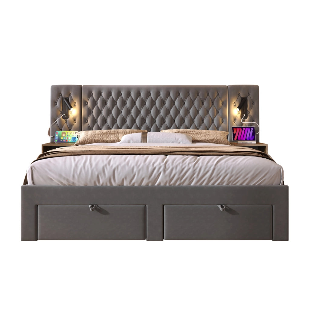 letto imbottito velluto grigio 160 x 200 cm