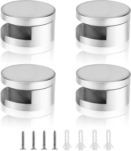 Supporto vetrino 4 mm angolo - 10 pezzi - Clip vetrino - Supporto parete - Chiusura a molla - Supporto multifunzionale per pannelli - Incluso tubo espandibile e viti - Clip vetrino
