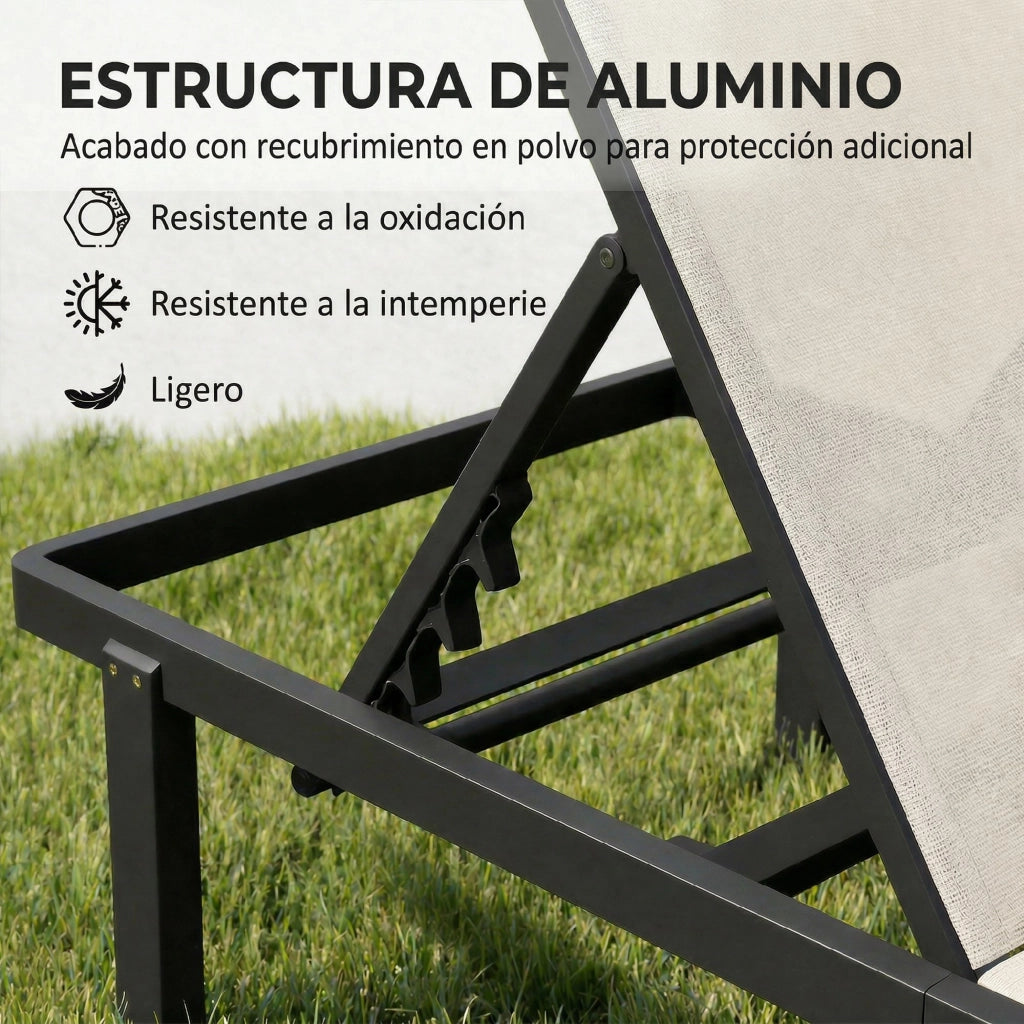 Poltrona reclinabile a 2 posti con ruote ¨C Minimal ¨C Tessuto beige, struttura alluminio
