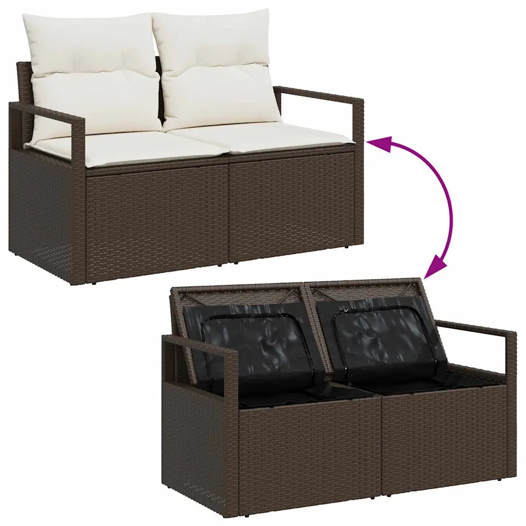 Set di divani con cuscino 7 pcs Marrone e Crema polyrattan 3355137