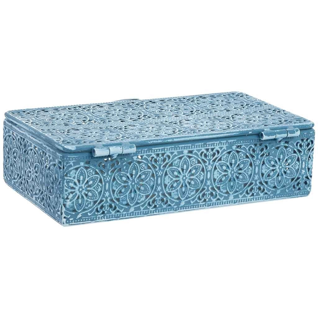 Scatola in metallo blu 20.5x12.5x6h cmh cm