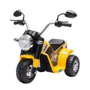 Moto Elettrica per Bambini a 3 Ruote con Luci e Suoni, Batteria Ricaricabile 6V, Velocit¨¤ 2 km/h, per Bimbi da 18-36 Mesi, 72cmx57cmx56cm Gialla