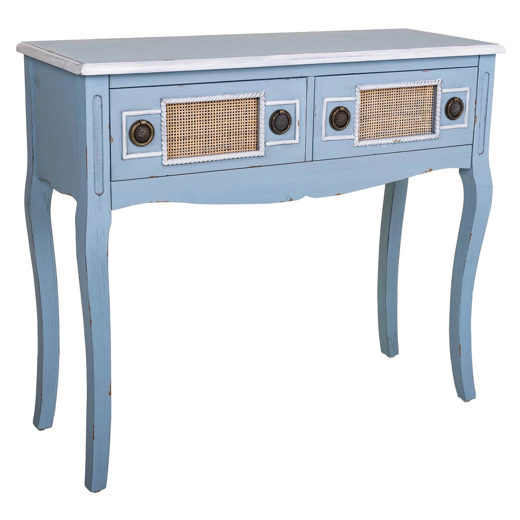 Mobile da ingresso in legno blu 90x33x77h