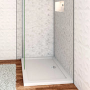 Piatto Doccia 90x76cm Bianco Spessore di 3 cm in Pietra Artificiale e Resina Minerale Mista Piletta Extra Piatta Sottile e Tubo inclusi