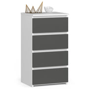 Cassettiera AKORD CL4 Cassettiera Bianca 40 cm 4 cassetti inserto frontale Grigio Grafite 40x35x74 cm