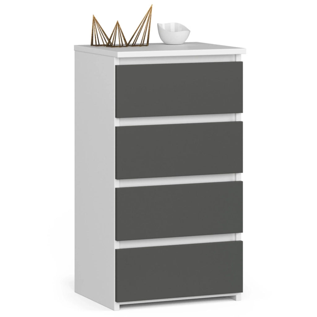 Cassettiera AKORD CL4 Cassettiera Bianca 40 cm 4 cassetti inserto frontale Grigio Grafite 40x35x74 cm
