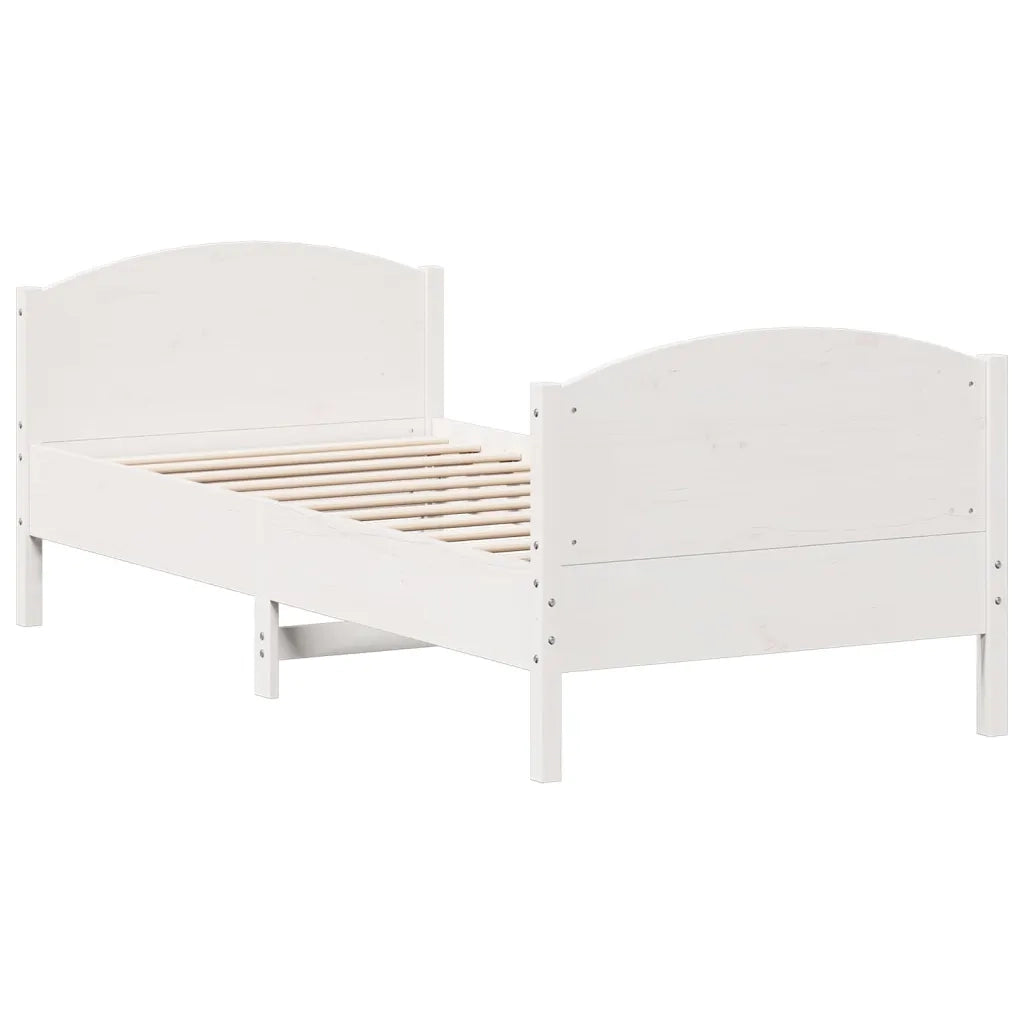 Letto singolo | Letto per adulti | Letto senza Materasso Bianco 90x200 cm Legno Massello di Pino