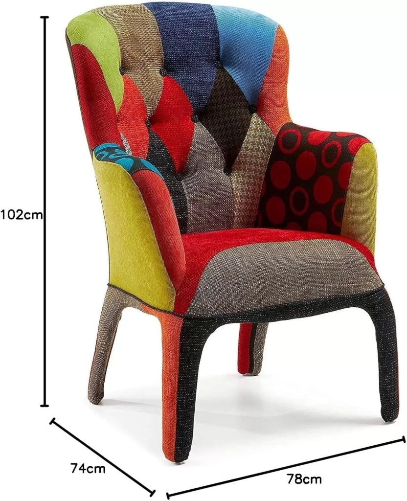 Poltrona imbottita in tessuto patchwork 78x74x102 (653) - Mobili 2G