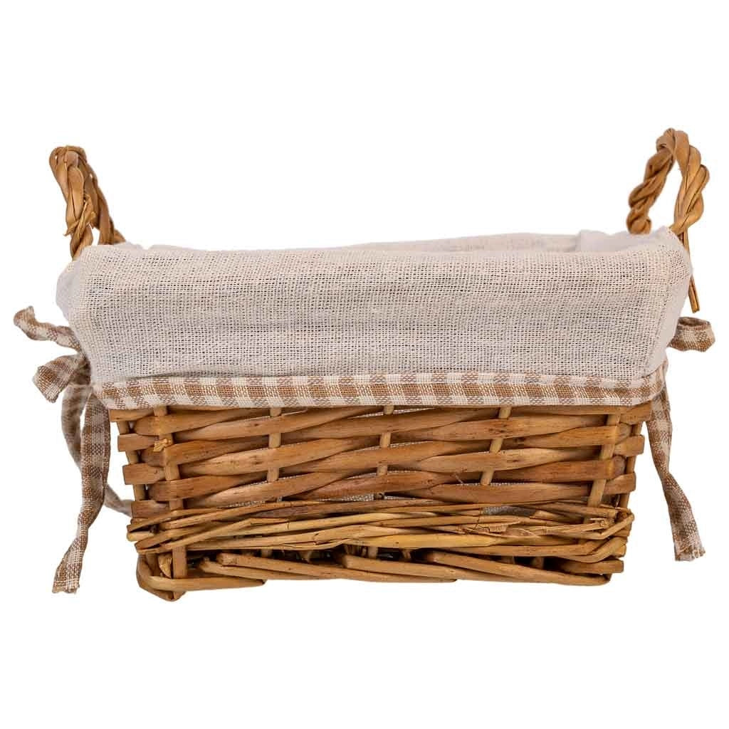 Cestino porta pane in vimini foderato 20x20x10h cm