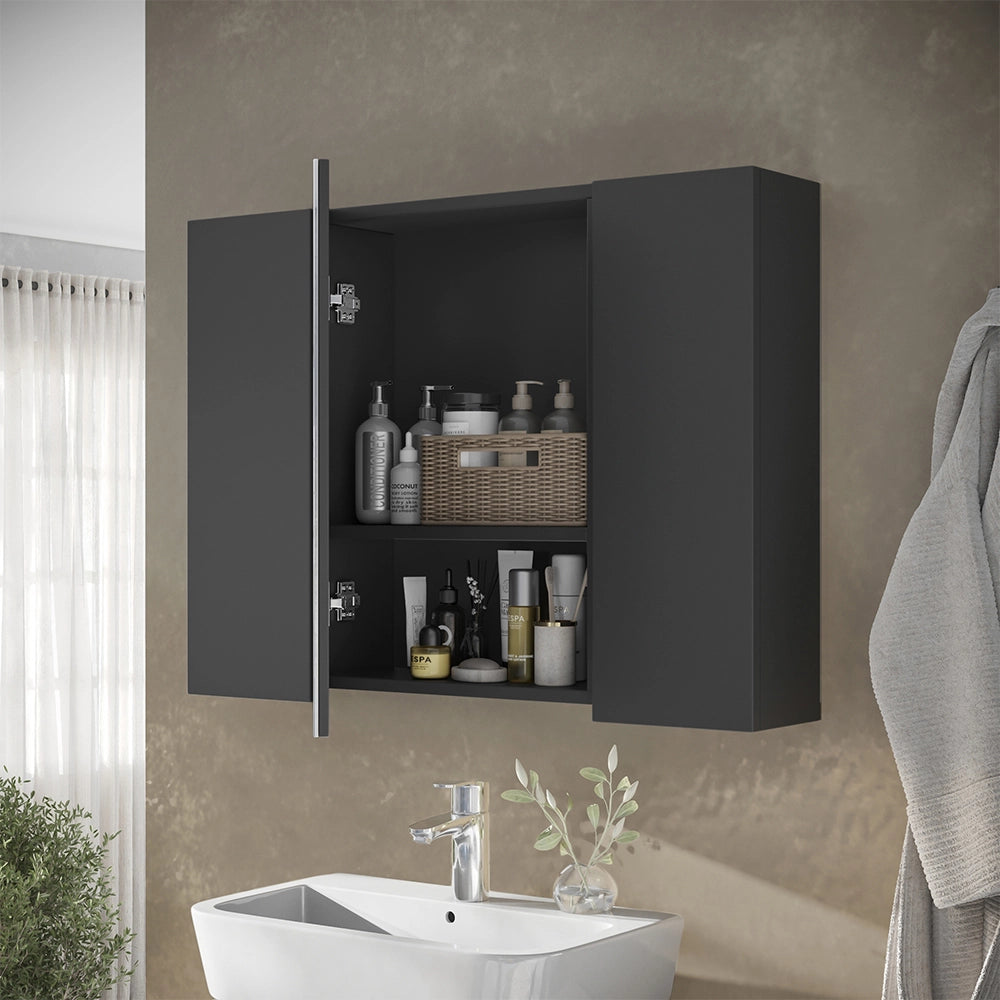 Vicco Specchio contenitore bagno Antracite 80 x 59.2 cm con ripiani
