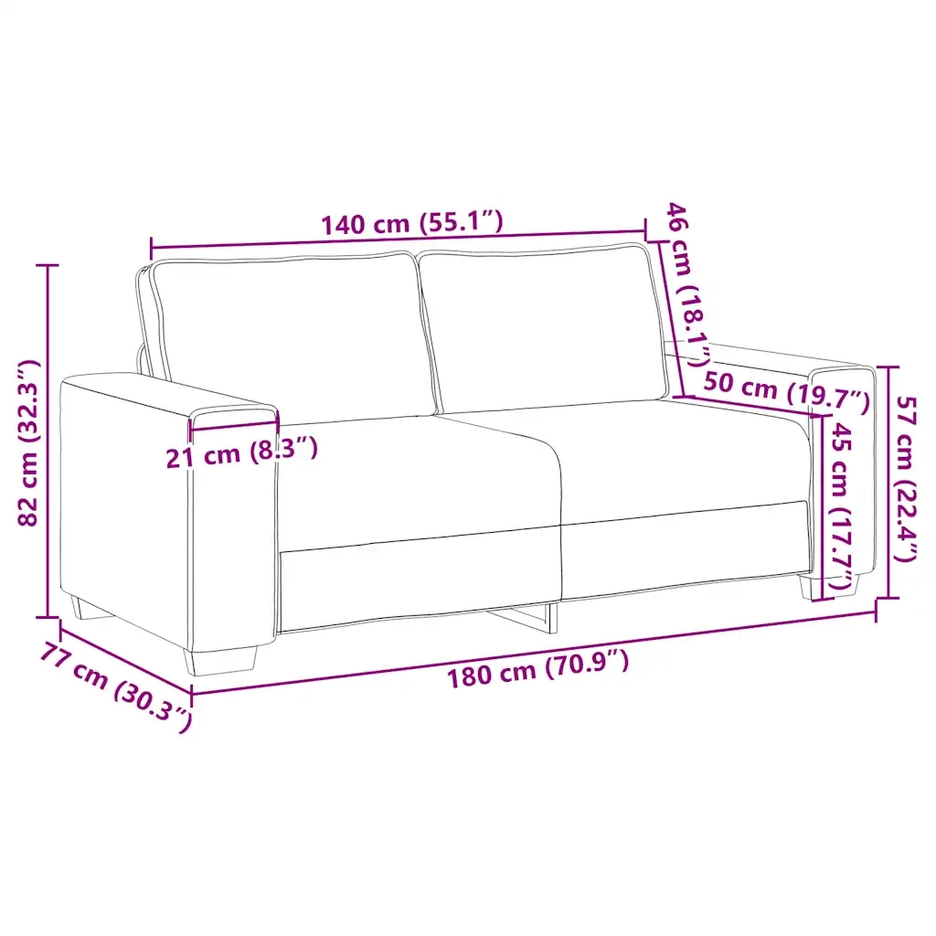 Divano a 2 Posti Marrone 180x77x82 cm in Tessuto 4105170