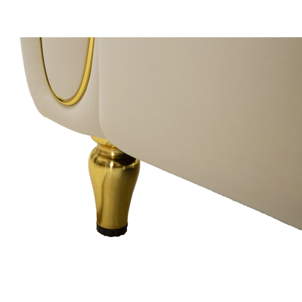 Divano VKH40, Beige, Legno, 81x155x71 cm