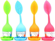 Set di infusori per tè in acciaio inossidabile, filtro per tè in silicone, colore a scelta, 4 pezzi - verde, arancione, blu, rosso.