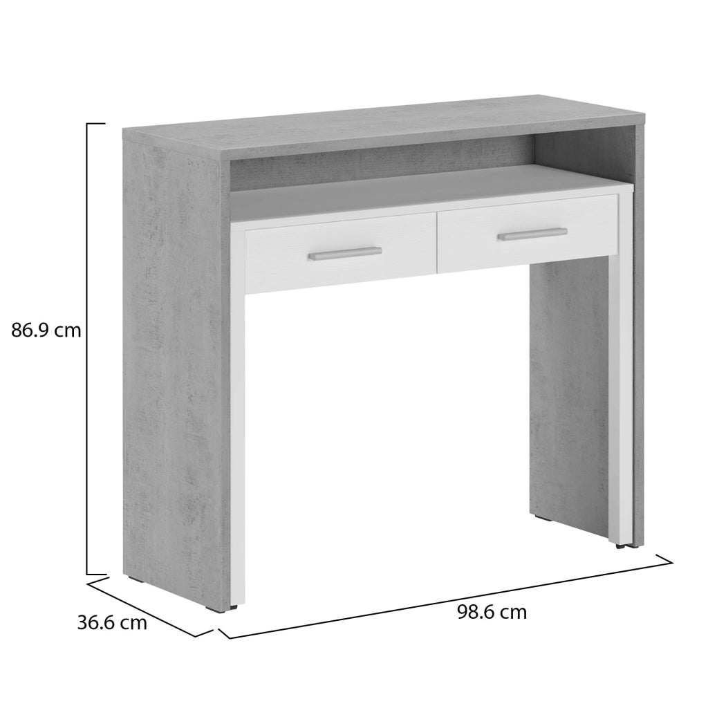 Opaglio, Scrivania Modulabile, 98.6x36.6x86.9h cm Grigio