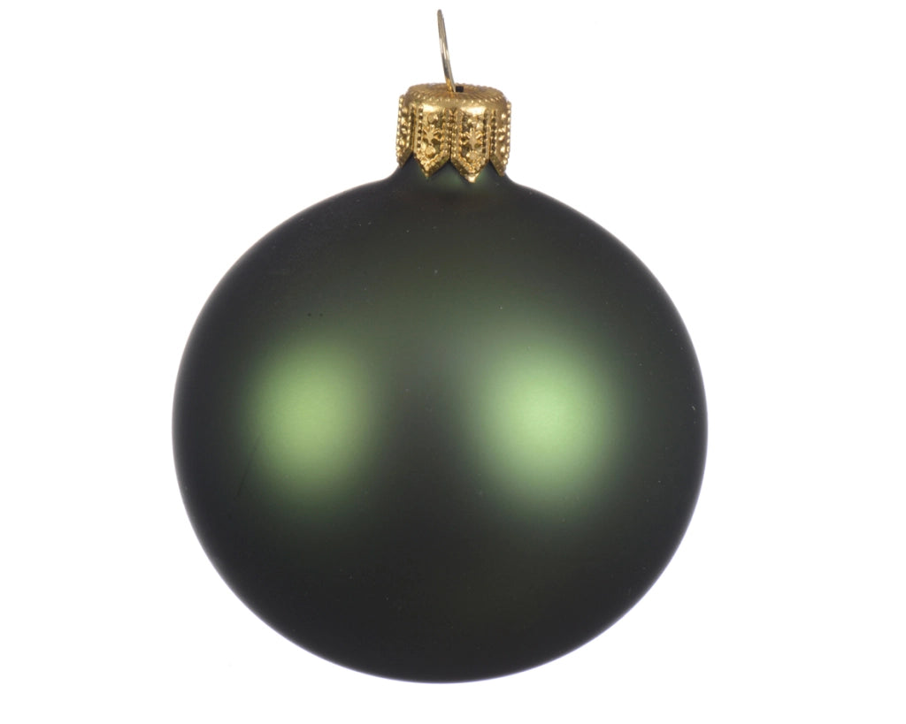 Box Da 4 Palline Di Natale Vetro Opaco Colore Verde Pino 10Cm
