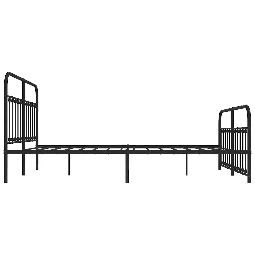 Giroletto con Testiera e Pediera-Struttura Letto Metallo Nero 183x213 cm 368714