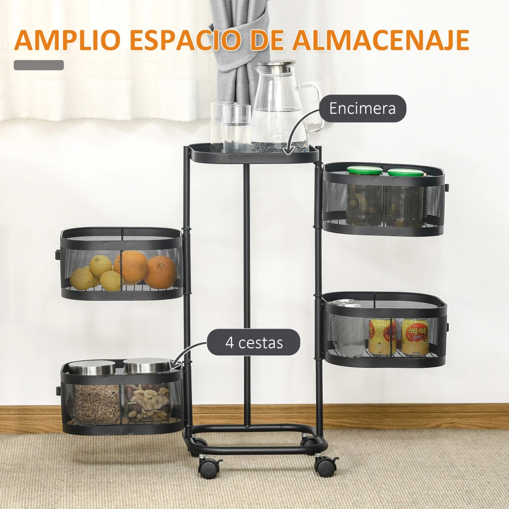 Carrello con cestini ¨C zephmum ¨C 33x33x77 cm nero
