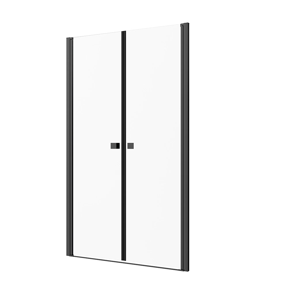 Porta doccia 90cm apertura saloon con profili nero opaco e vetro da 8mm trasparente h195 | Fiji
