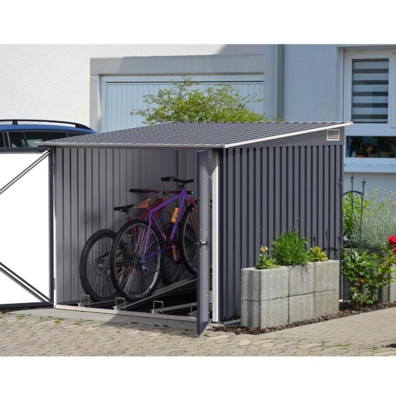 Box per Biciclette 203x203x162 cm in Metallo Antracite e Bianco