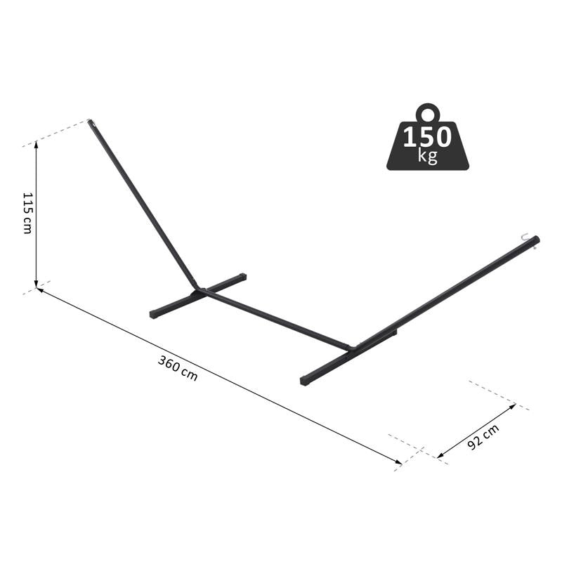 STRUTTURA PORTANTE PER AMACA SUPPORTO MAX 150 KG IN METALLO 360X92X115 CM NERO