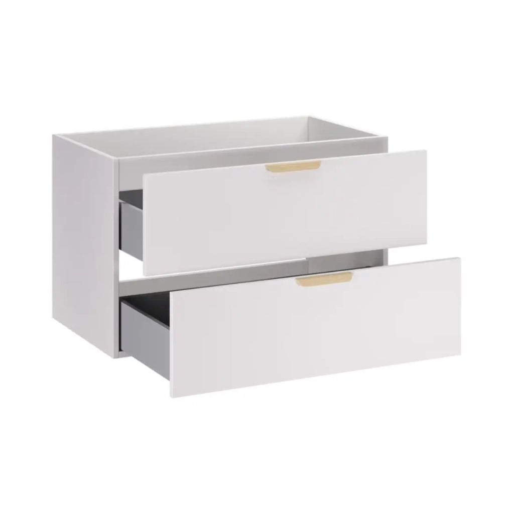 Set da bagno sospeso OSTER 80cm: mobile sotto lavabo con cassetti bianco + lavabo incassato bianco