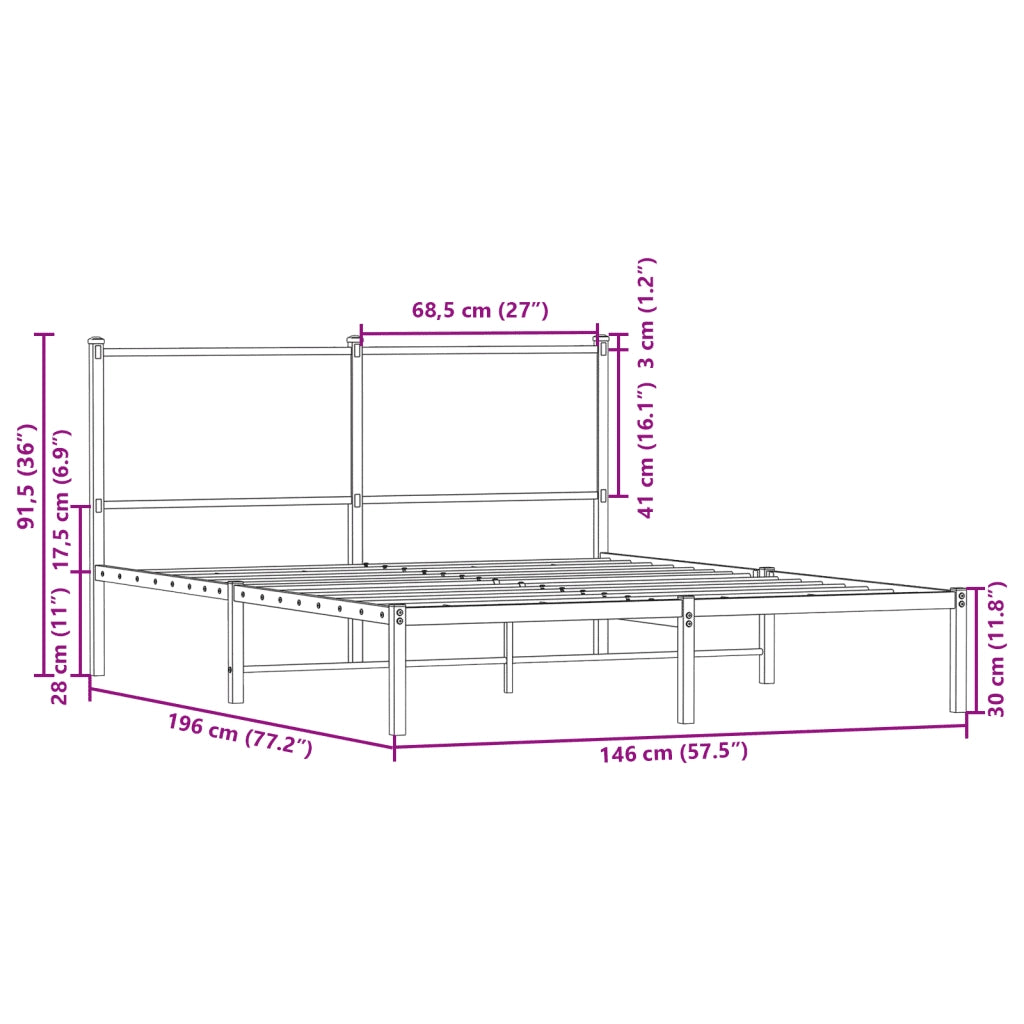 Giroletto senza Materaso in Metallo Rovere Fumo 140x190 cm 4007667
