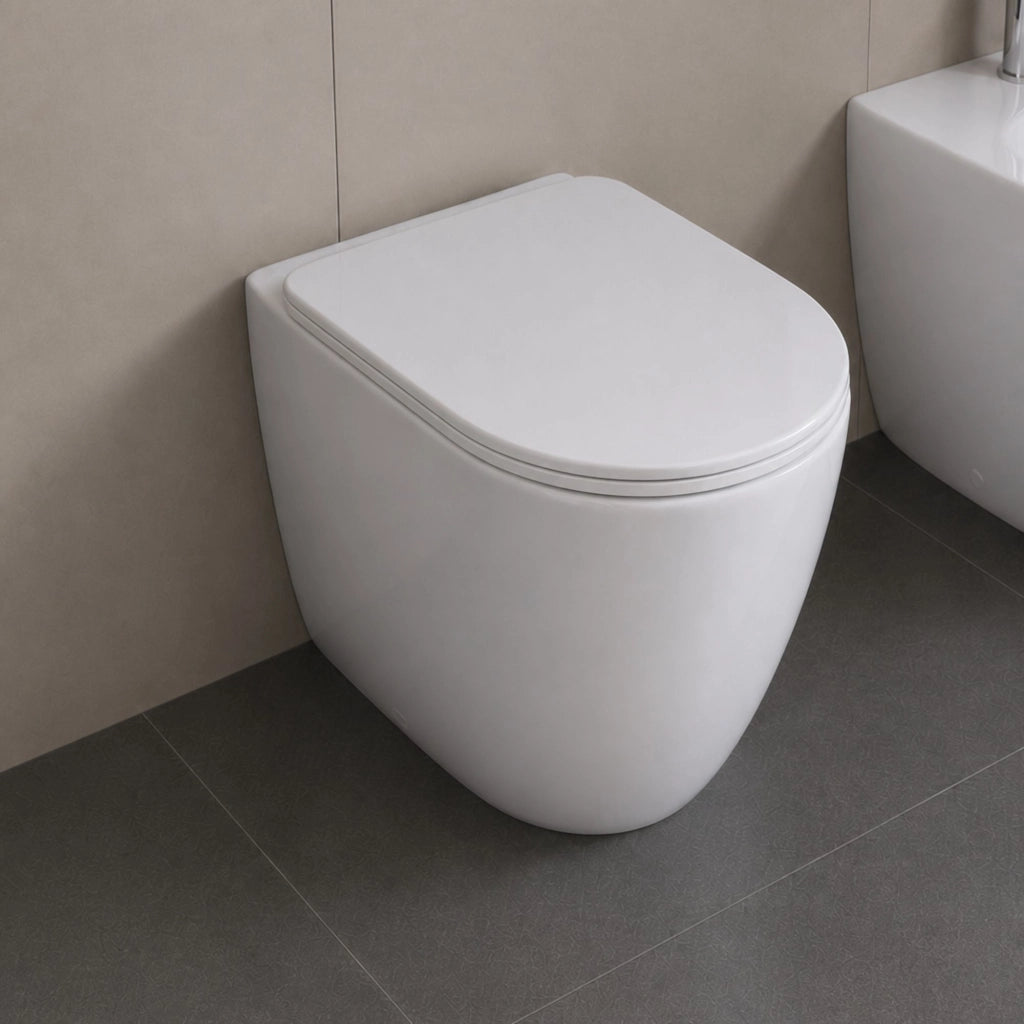 Vaso wc ceramica serie venere a pavimento filo parete bianco lucido *** accessori senza brida, confezione 1