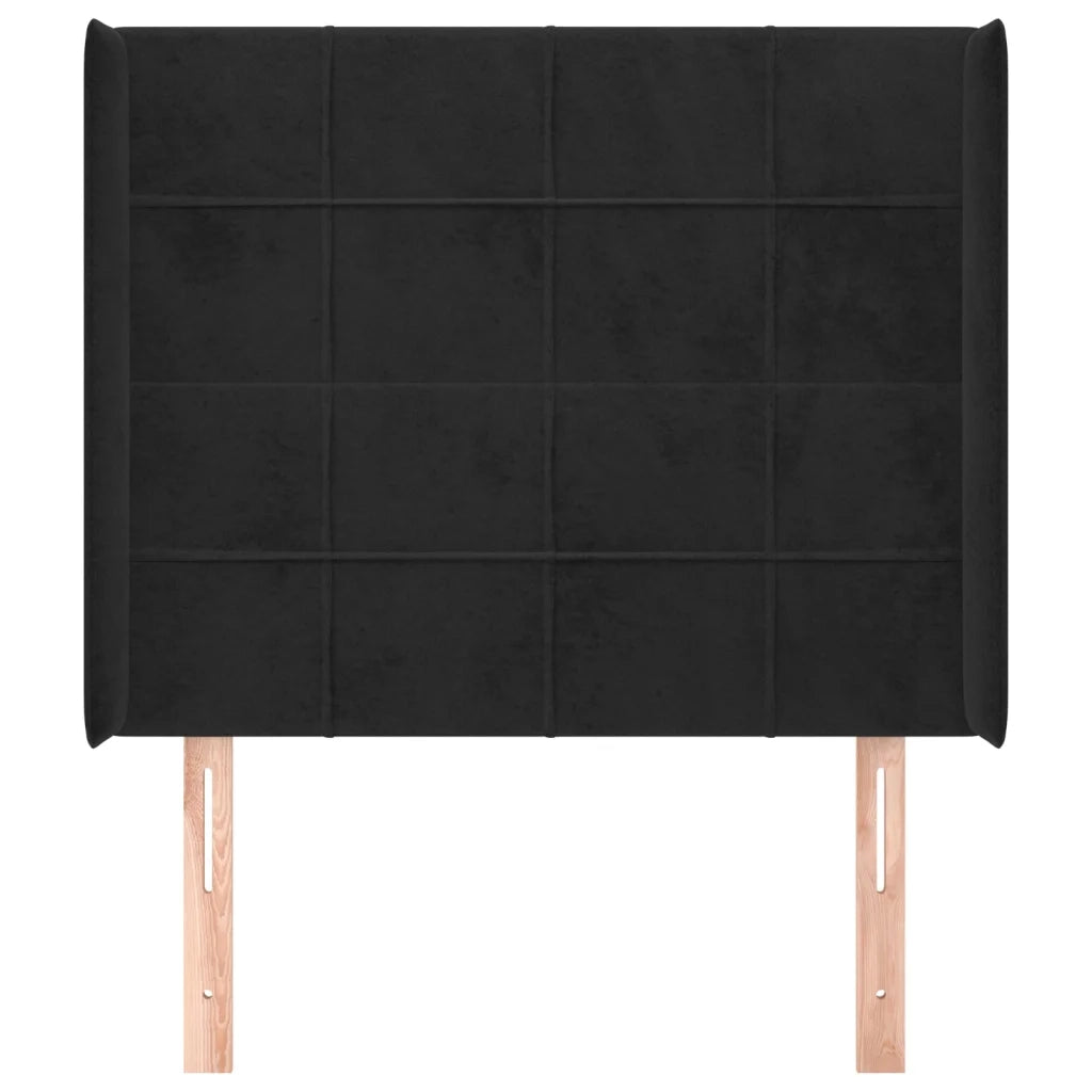Testiera ad Orecchio-Testata con Orecchie Nera 93x16x118/128 cm in Velluto 314842