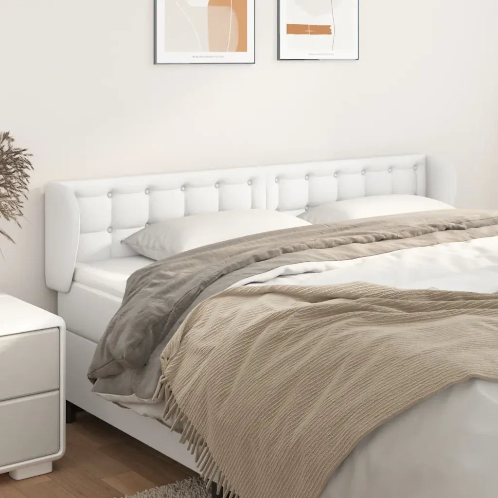 Testiera | Testata ad Orecchio Bianca 203x23x78/88 cm in Similpelle