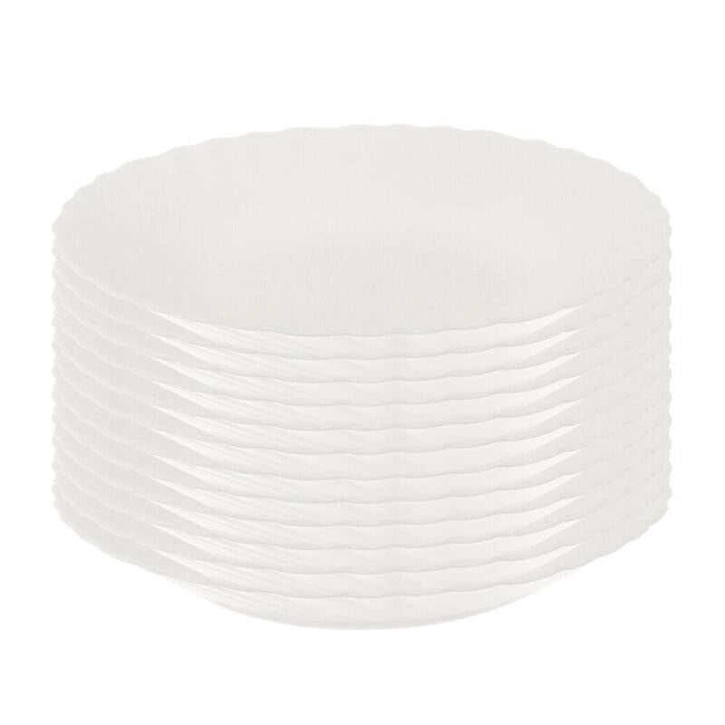SET DI 12 PIATTI FONDI PRIMA IN VETRO TEMPERATO BIANCO DA 23 CM