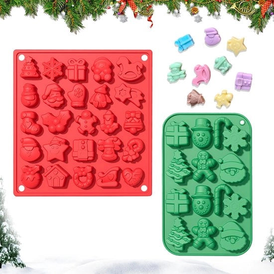 Mallen per Chocolatare in Silicone 2 pezzi - 37 Holes - Silicone di Grado Alimentare - BPA libero - Flessibili e Facili da Pulire - Forme per Forno