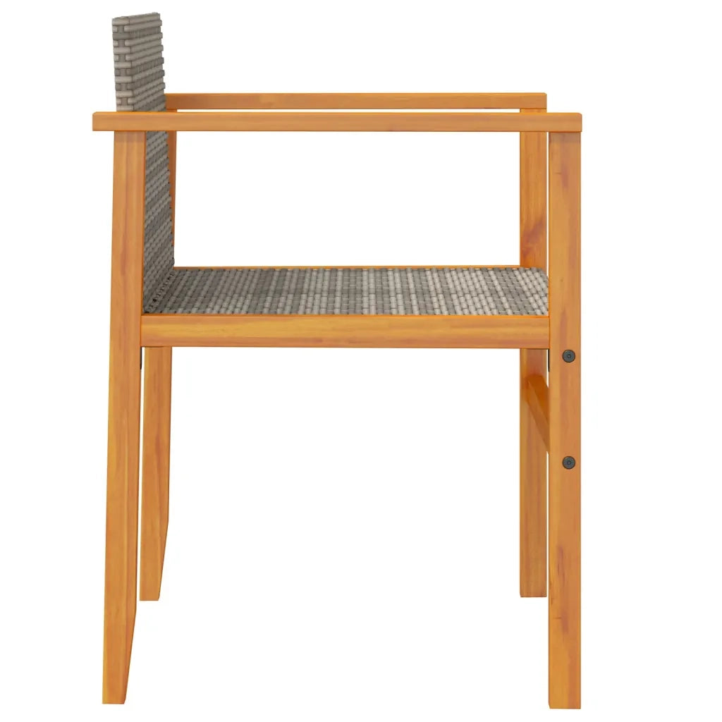 Sedie da Giardino 2 pz | Sedie da Esterno Grigie in Polyrattan e Legno Massello