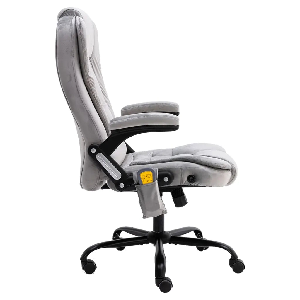 Sedia da Ufficio Massaggiante Grigio Chiaro in Velluto 20573