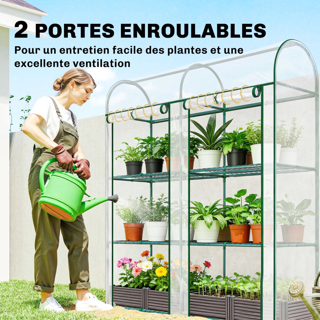 Serra da Giardino 3 Ripiani ¨C Xylo ¨C Struttura Acciaio Telo PVC 2 Porte Avvolgibili
