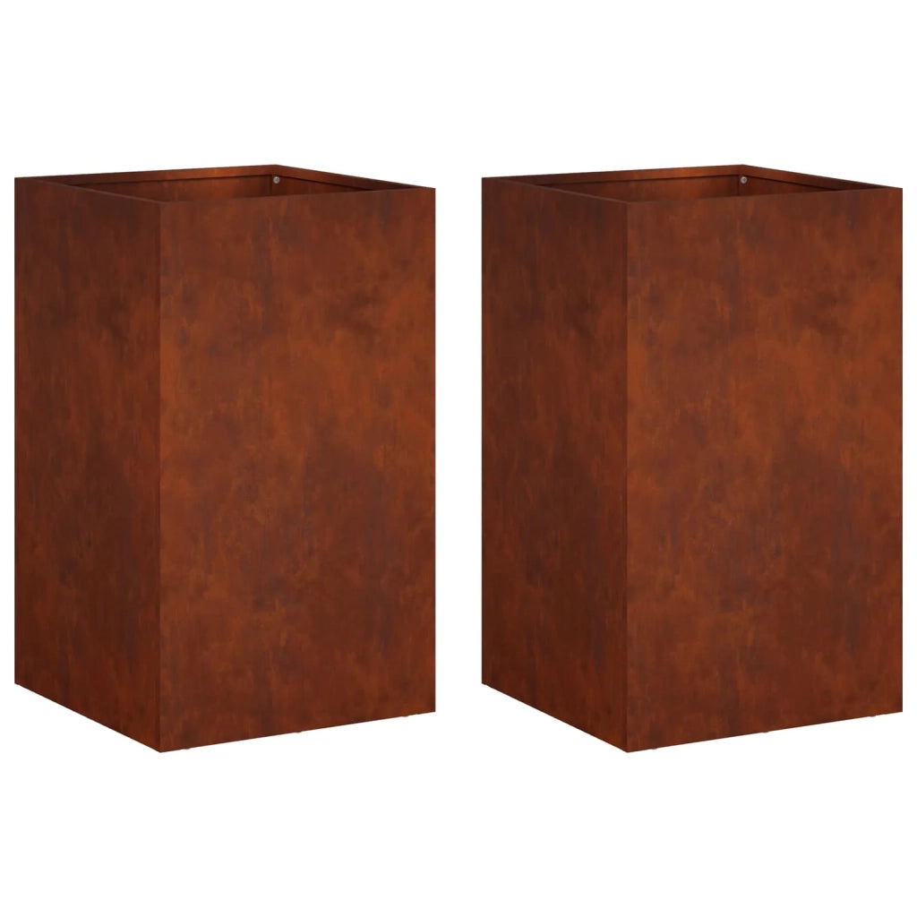 Vaso da giardino 2 pz Ruggine 30 x 30 x 40 cm Acciaio Corten 8005343