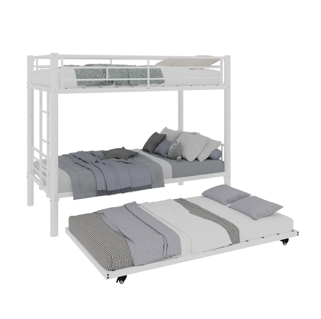 Letto a castello convertibile in due letti in ferro bianco